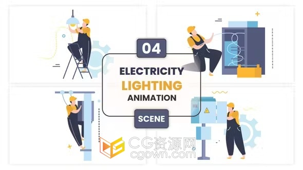 电工施工介绍解释MG图形动画场景-AE模板下载