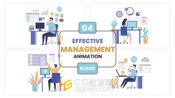 办公室管理场景设计矢量图形MG动画介绍视频-AE模板