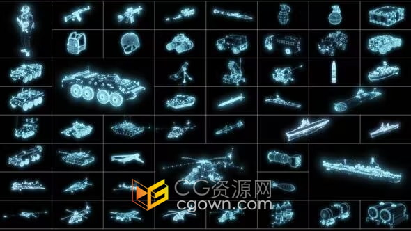 Military Elements HUD军事武器高科技感信息图动画视频素材AE模板