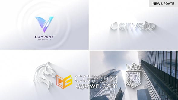 AE模板-光泽明亮LOGO长阴影公司品牌标志宣传片头视频