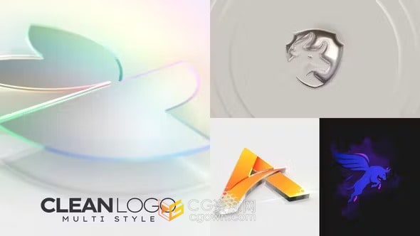 明亮干净挤出标志动画实用公司品牌LOGO片头-AE模板