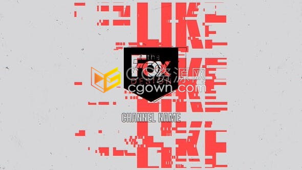 AE模板动感社交媒体频道结尾游戏结束引导点赞订阅分享毛刺特效包装动画