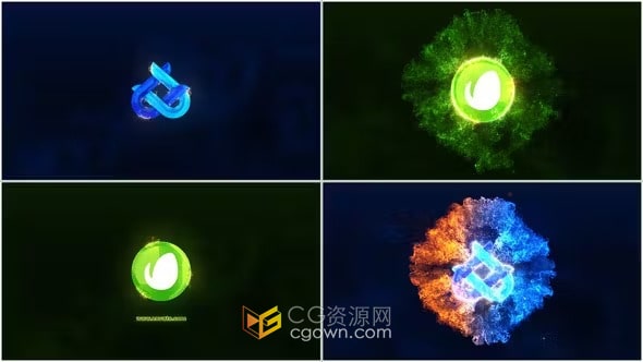 快速火花能量汇聚碰撞火焰标志动画-AE模板