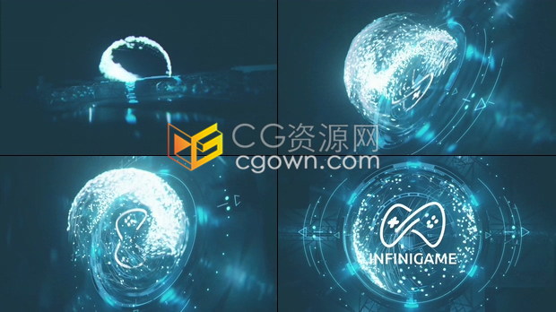 AE模板-3D高科技效果未来科幻环境飞行发光粒子形成透明粒子球动画标志展示