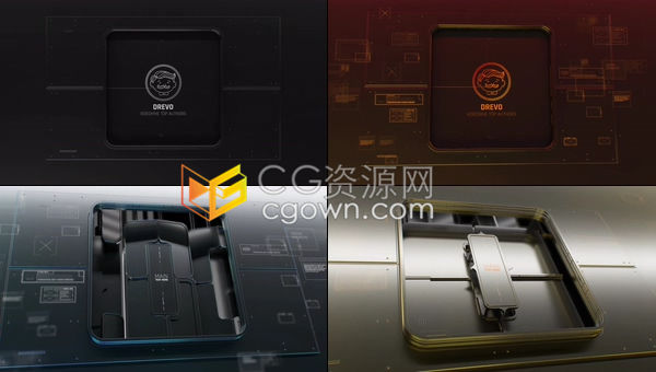 AE模板-工业风金属感三维机械转换揭示技术公司商业网站标志LOGO动画
