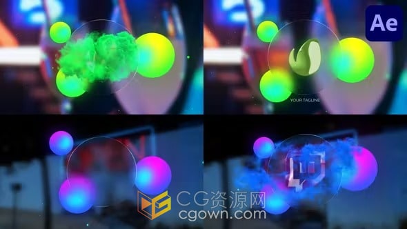 圆形透明图形烟雾特效LOGO动画视频AE模板