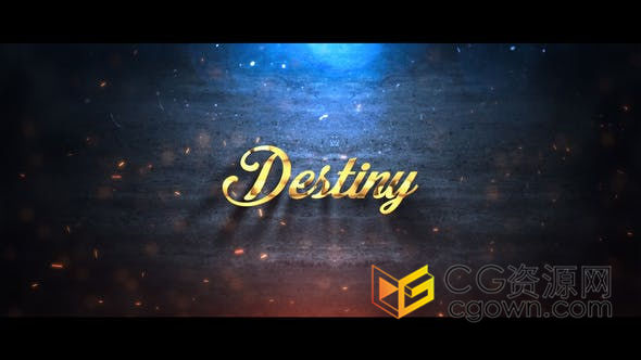 AE模板/PR预设-3D黑暗电影场景火花粒子环绕抛光动态动画反光金属标志LOGO片头