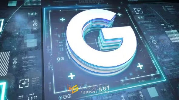 复古数字霓虹灯标志-AE科技LOGO模板