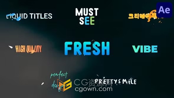 卡通水滴液体动画标题适合海滩泳池派对主题旅行视频-AE模板