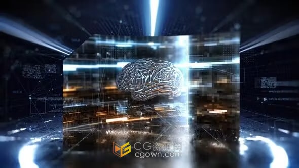 高科技冷酷氛围3d光束隧道数字信息HUD图像技术宣传片-AE模板