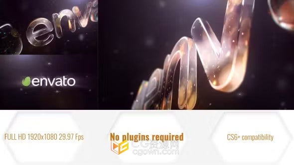 AE模板-创意3d挤压玻璃效果标志动画