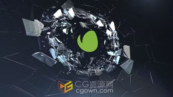 LOGO撞击玻璃破碎特效动画视频片头AE模板