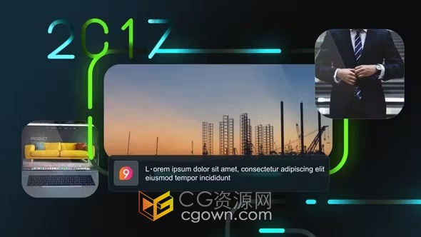 辉光线条时间线企业幻灯片介绍公司宣传片视频-AE模板下载