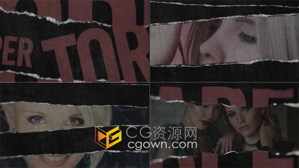 AE模板-撕纸遮罩展示照片动画视频片头Torn Paper Logo