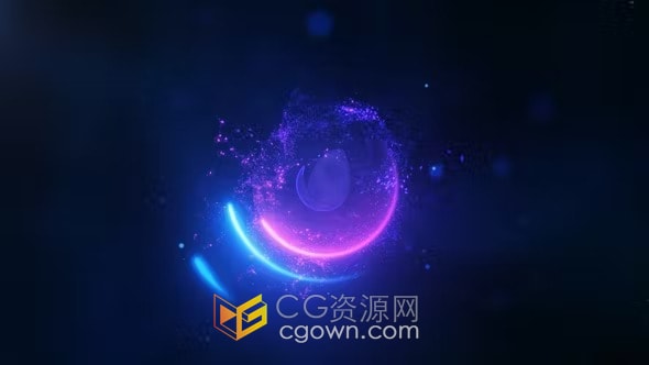 霓虹灯光线环绕粒子动画现代企业品牌LOGO片头-AE模板