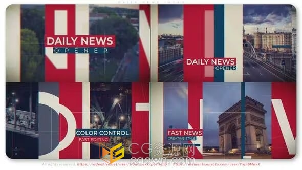 每日新闻介绍报道世界上重大事件开场视频片头AE模板