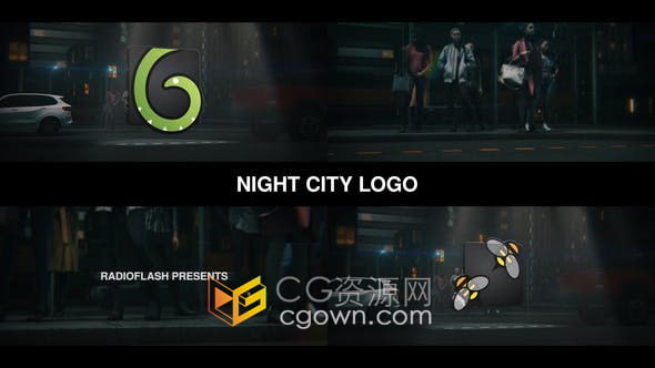 AE模板-夜晚城市场景视频标志LOGO片头动画
