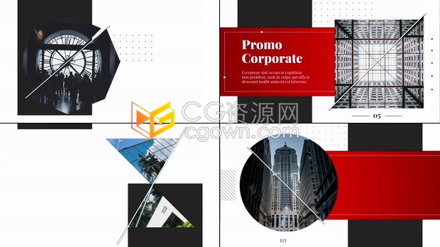 AE模板线条旋转图形元素幻灯片显示公司介绍信息视频宣传片