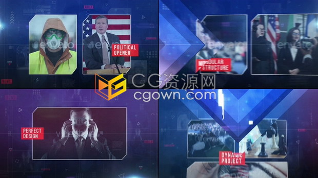 AE模板制作政治经济动态新闻方面宣传简介视频幻灯片