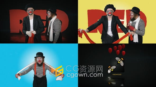 AE模板-马戏团小丑幽默表演开场视频LOGO动画效果