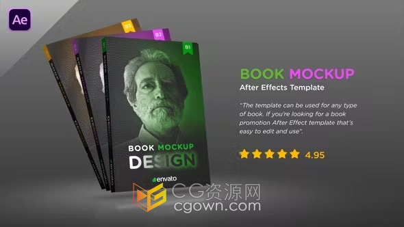 书籍模型人物传记图书推广书本展示视频广告-AE模板