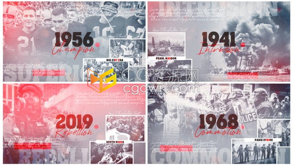 纪录片历史时间表介绍政治革命事件英雄事迹视频动画-AE模板