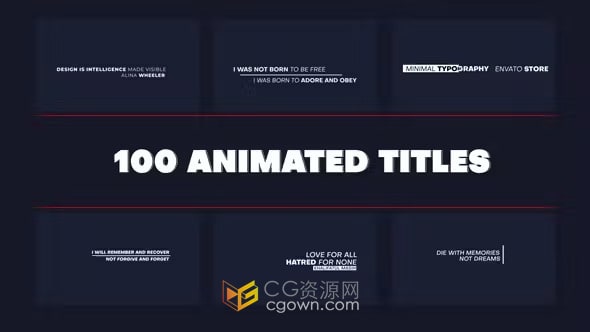 100个动画标题适用商业电影企业视频字幕文本-AE模板