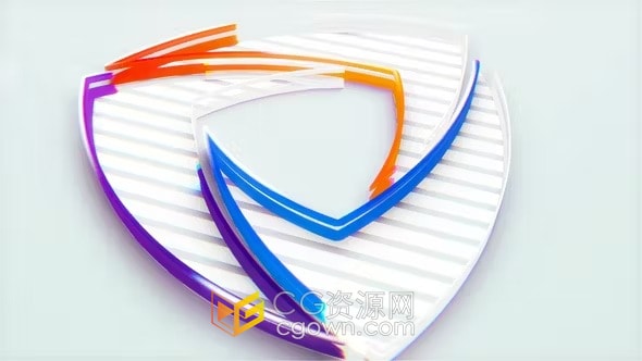AE模板-彩色线条演绎简洁光面标志企业LOGO扫光动画