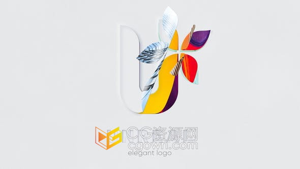 AE模板-明亮白纸LOGO图案翻页展示彩色标志视频片头