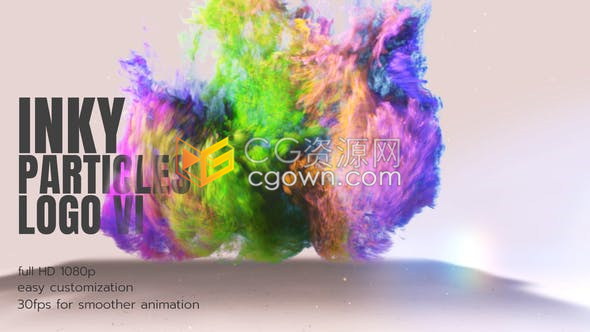 创意彩色墨水流体团彩虹烟雾特效动画LOGO视频片头-AE模板