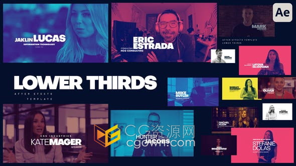 AE模板-20个布局商务视频人物介绍视频字幕文字标题动画