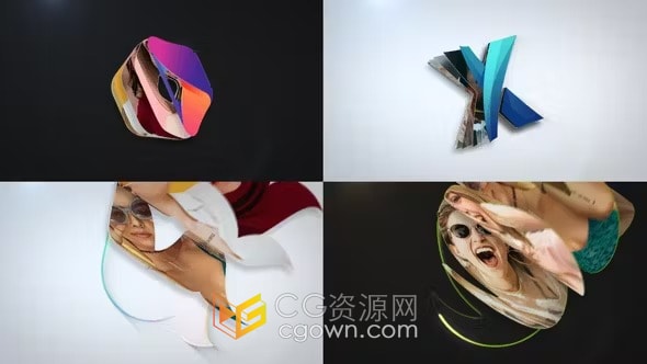 AE模板-翻页照片叠加标志动画展示Photo Flip Logo Reveal