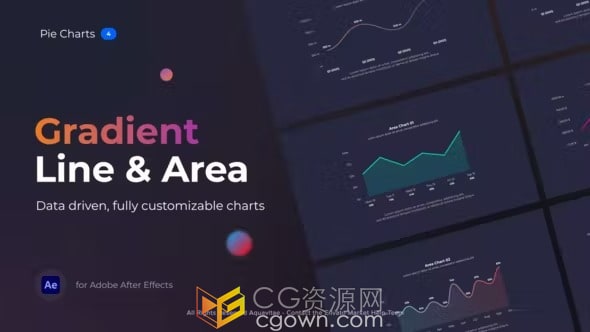 创建数据驱动的渐变线折线图和面积图AE模板