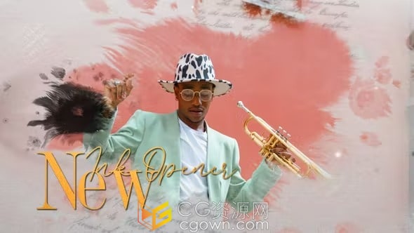 AE模板-抽象艺术古典风格墨水幻灯片滴墨晕开效果液体流动相册