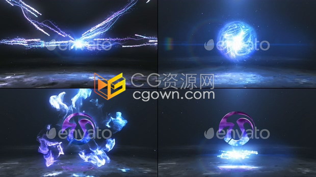 华丽光线汇聚能量球动画演绎LOGO效果视频片头制作-AE模板