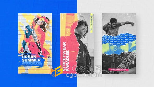 AE模板-城市夏季涂鸦撕裂海报广告产品促销短视频