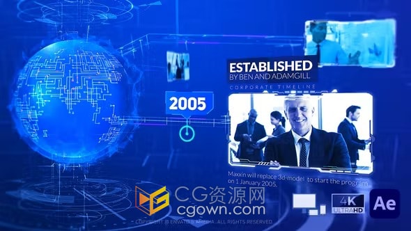 数字地球时间线科技企业宣传片在线通信宣传-AE模板