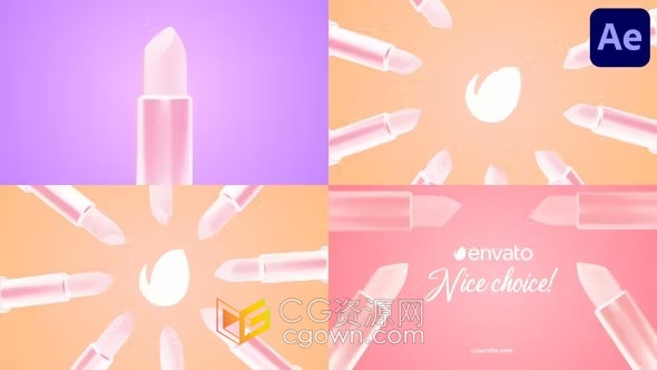 AE模板-时尚精致3D动画演绎化妆品品牌广告口红标志片头