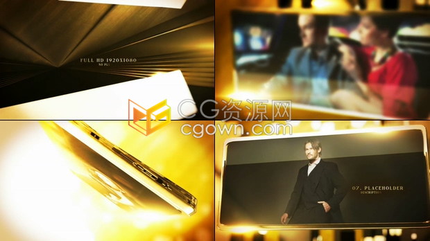AE模板-魅力曼妙黄金光泽通透玻璃质感颁奖晚会预告时尚珠宝包装宣传视频
