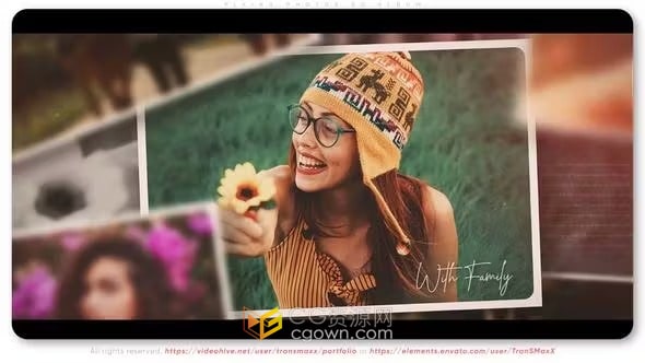 浪漫气氛三维场景飞行照片3D相册-AE模板