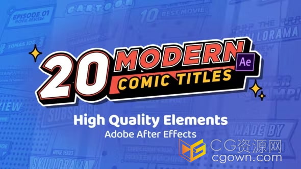 20个现代卡通有趣俏皮漫画标题AE与PR模板免费下载