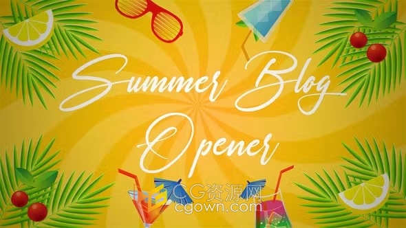 AE模板-明亮活力夏日假期活动介绍欢乐水上派对宣传短片