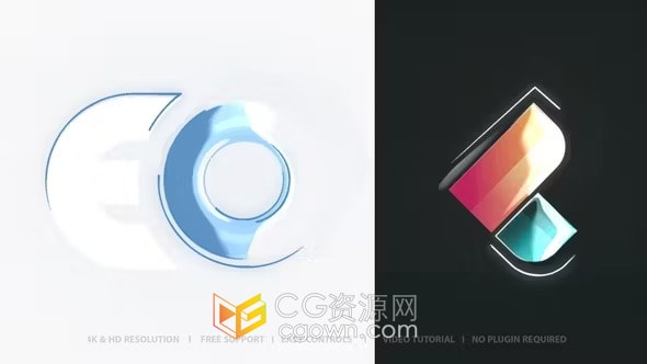 干净简单发光线条演绎企业品牌明亮LOGO动画-AE模板