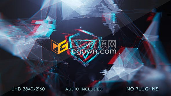 AE模板-点线透明立体动画电影环境毛刺故障失真效果文字标志片头