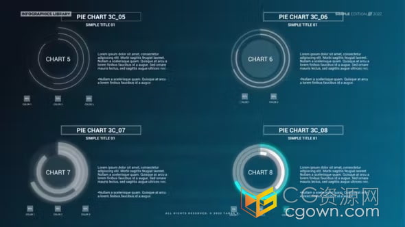 AE模板-系列简洁创意动画饼图企业业务演示信息图表工具包