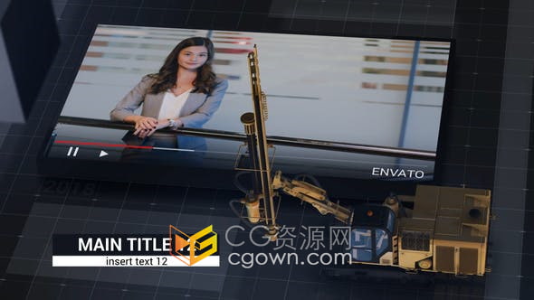 AE模板-挖掘机工程车3D场景宣传介绍建筑采矿工业视频动画