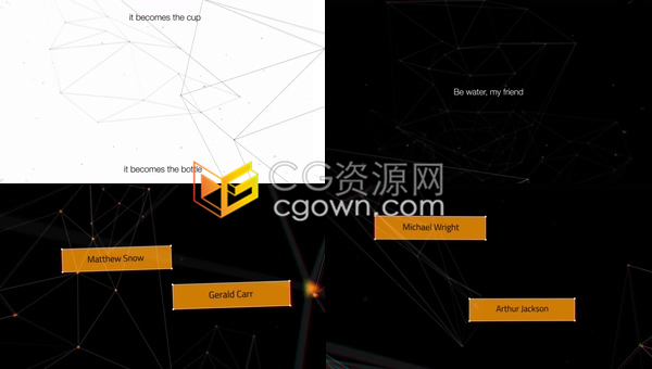 AE模板简单点线连接几何图形三维空间感数字科技领域演示标题动画