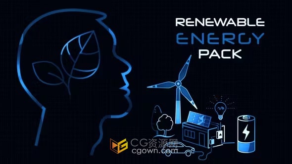 200+可再生能源动画元素太阳能风能水能和潮汐能等绿色能源-AE模板