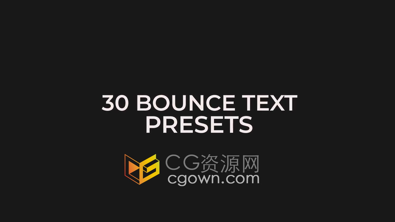 30个活力创意反弹动画文本预设Bounce Presets-AE预设免费下载