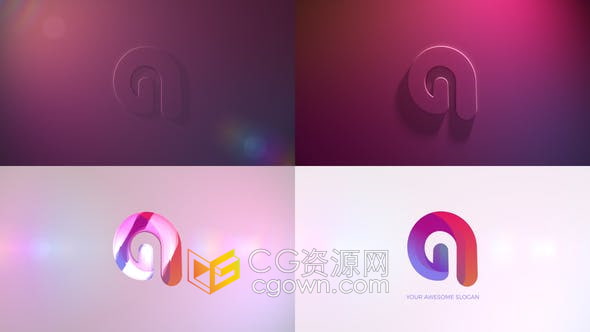 AE模板-环境光效3D挤压LOGO动画视频片头